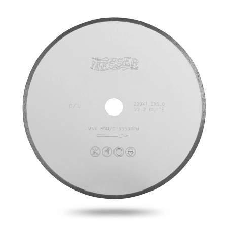 Диск сплошная кромка для резки плитки C/L, сухой, 230D-1.6T-5W-22.2