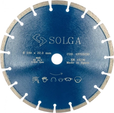 Диск алмазный Solga Diamant PROFESSIONAL сегментный (железобетон) 230мм/22,23