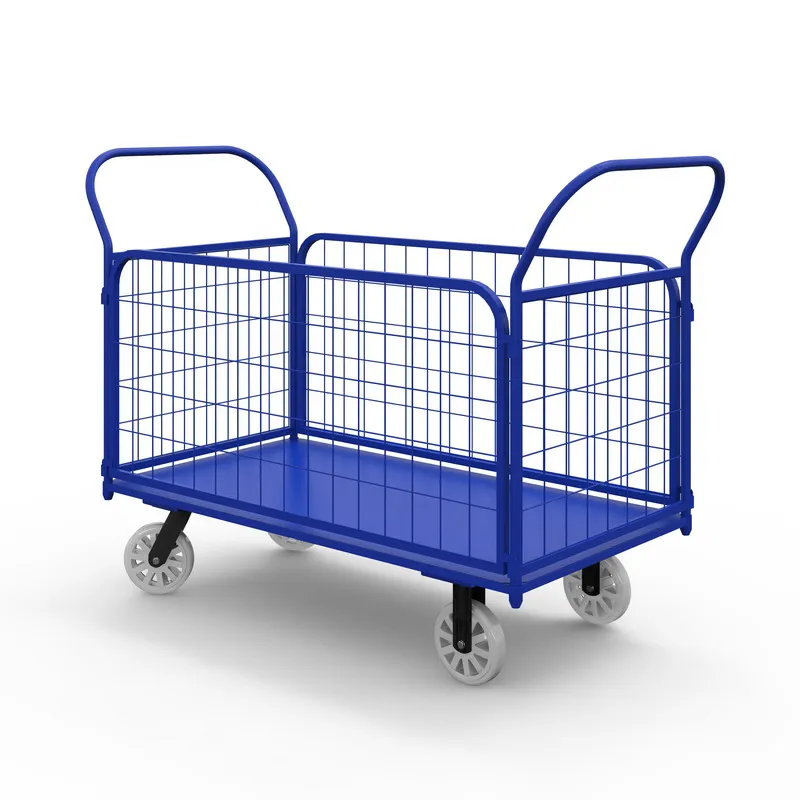 фото тележка платформенная с сетчатыми бортами тс 6 (800х1200) г/п 600 кг.200 литой нейлон